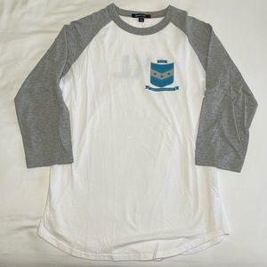 Sport-Tek Colorblock Raglan Jersey Size S WashU White/ Heather Grey